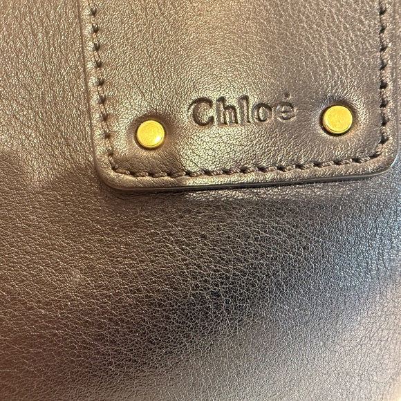 Chloe Vick Tote - Black Leather Shoulder Bag with Gold Accents - Picture 2 of 13